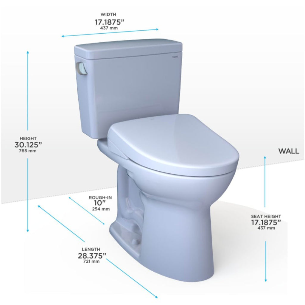 [MW7764726CEFG.10#01] TOTO Drake 1.28 GPF Universal Height Toilet With Washlet S7 Bidet Seat And 10" Rough In (SAK58267) - Saksby Wholesale - Dimensions