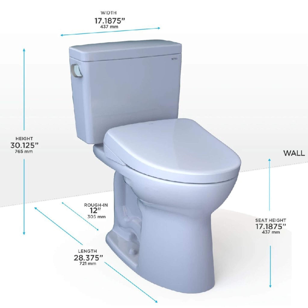 [MW7764726CEFGA#01] TOTO Drake 1.28 GPF Elongated Chair Height Toilet With Washlet S7 Heated Auto Open Bidet Seat (SAK19563) - Saksby Wholesale - Dimensions