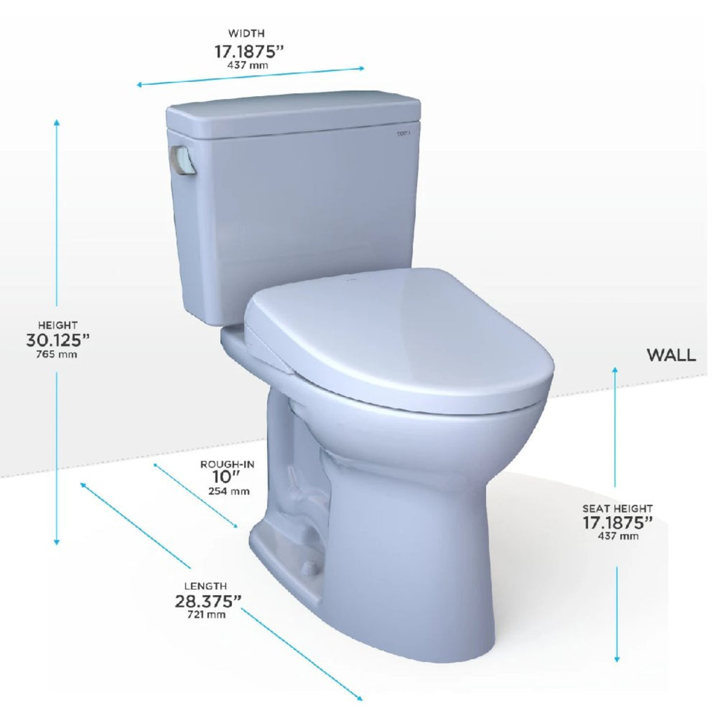 [MW7764726CEFGA.10#01] TOTO Drake 1.28 GPF Universal Height Toilet 10" Rough In With Washlet S7 Bidet Seat (SAK32478) - Saksby Wholesale - Dimensions