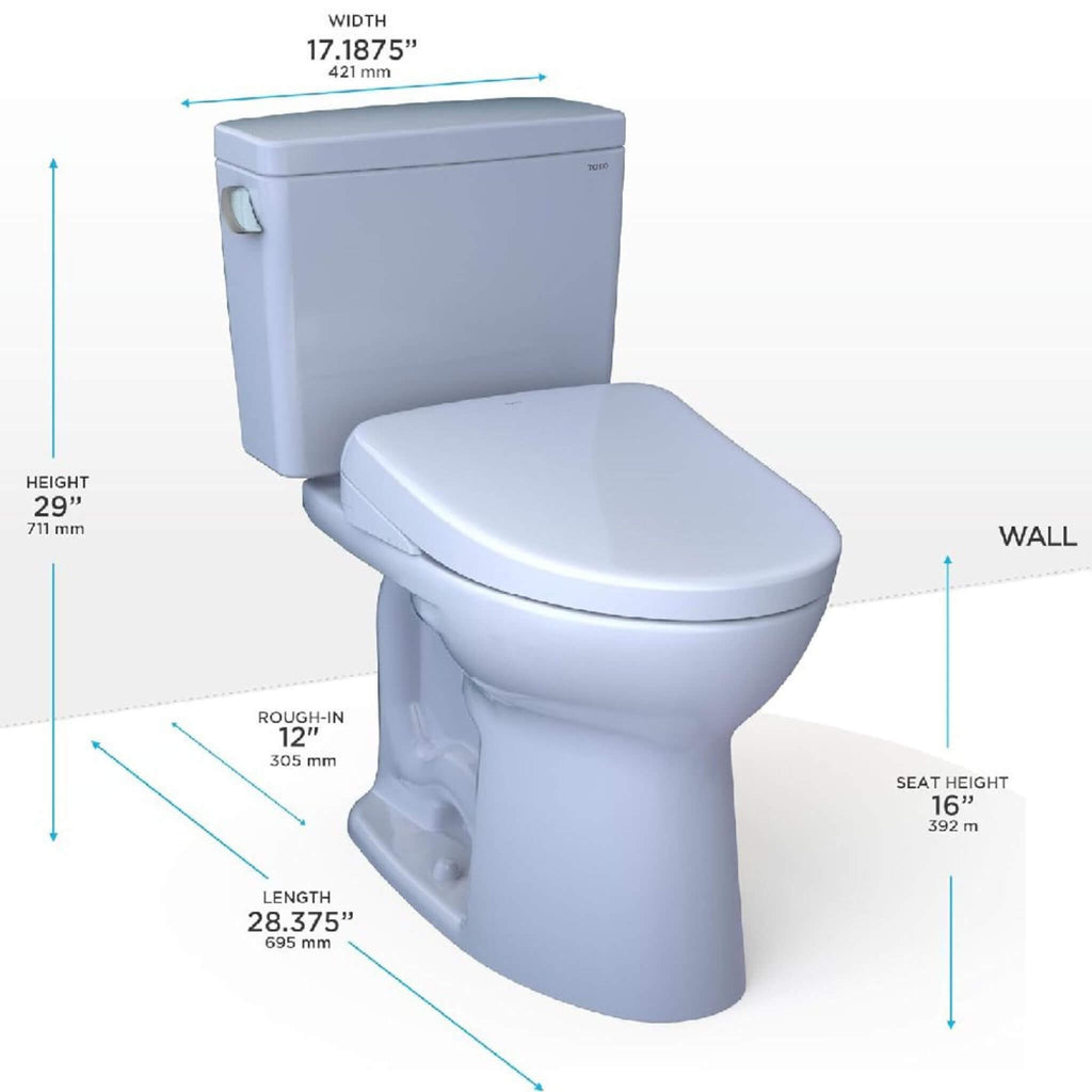 [MW7764726CSGA#01] TOTO Drake 1.6 GPF With Washlet S7 Auto Flush Elogated Bidet Seat Toilet (SAK39475) - Saksby Wholesale - Dimensions