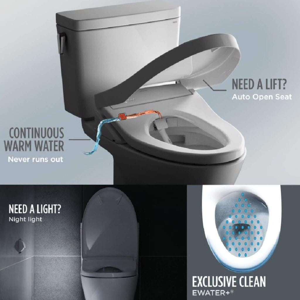 [MW7764736CEFG#01] TOTO Drake 1.28 GPF Elongated Chair Height Toilet W/ Washlet S7A Auto Heated Bidet Seat & EWater+ Technlogy (SAK95423) - Saksby Wholesale - Features