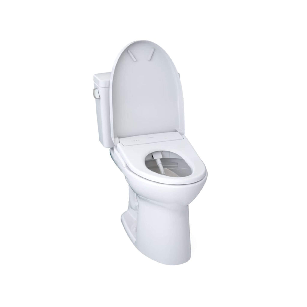 [MW7764736CEFG#01] TOTO Drake 1.28 GPF Elongated Chair Height Toilet W/ Washlet S7A Auto Heated Bidet Seat & EWater+ Technlogy (SAK95423) - Saksby Wholesale - Open Bidet Side View