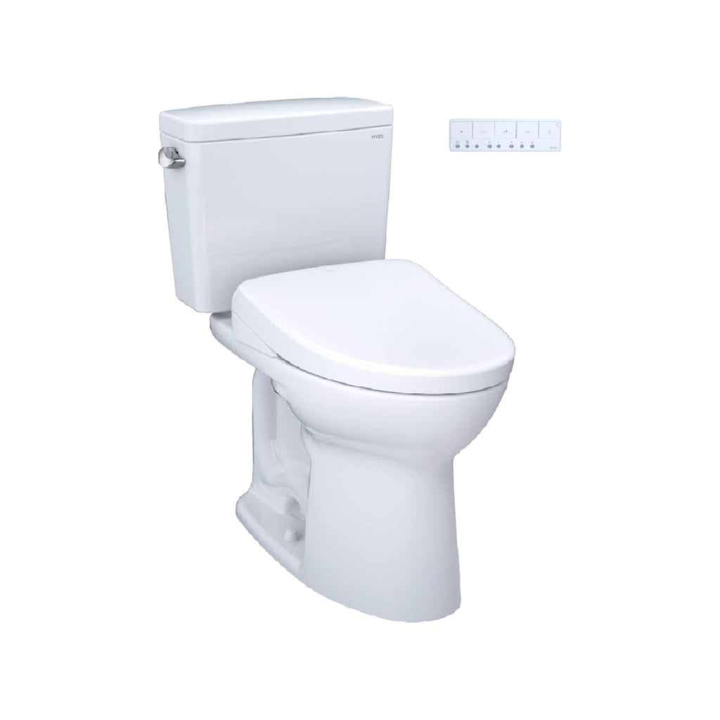 [MW7764736CEFG#01] TOTO Drake 1.28 GPF Elongated Chair Height Toilet W/ Washlet S7A Auto Heated Bidet Seat & EWater+ Technlogy (SAK95423) - Saksby Wholesale - Side Front View