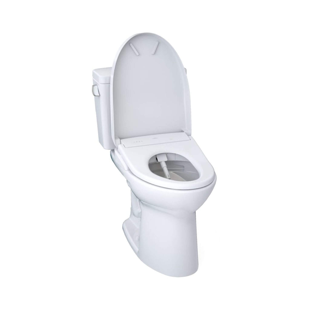 [MW7764736CEFG.10#01] TOTO Drake 1.28 GPF Universal Height Toilet With S7A Auto Open Bidet Seat And 10" Rough In (SAK32529) - Saksby Wholesale - Front View Open Bidet