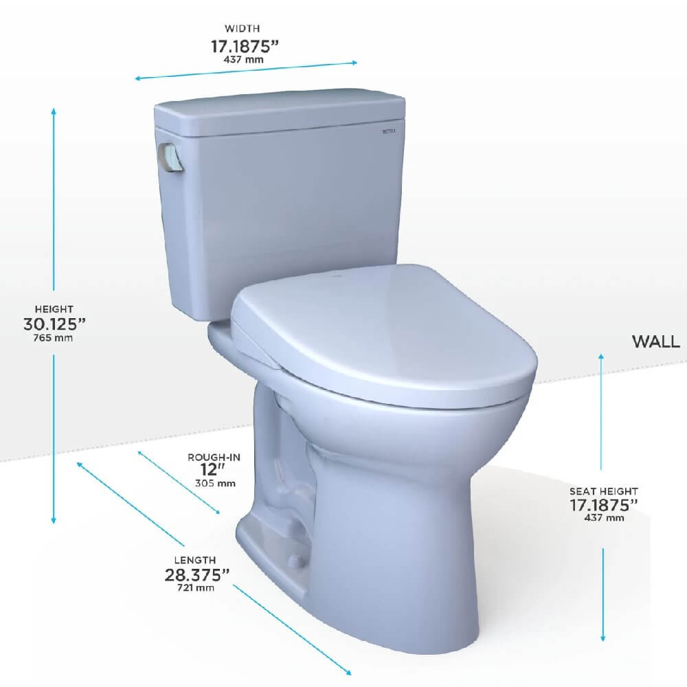 [MW7764736CEFGA#01] TOTO Drake 1.28 GPF Universal Height Toilet With S7A Auto Open Bidet Seat And Auto Flush (SAK73826) - Saksby Wholesale - Dimensions