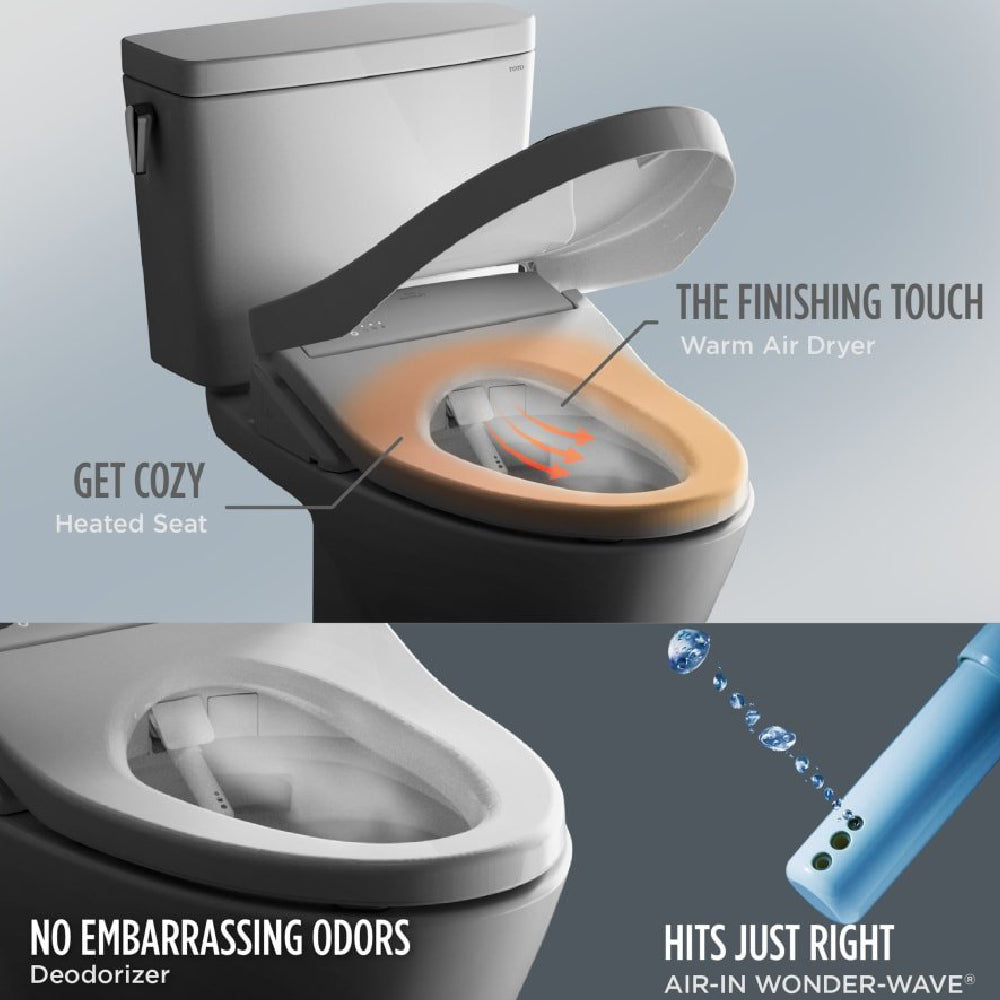 [MW7764736CEG#01] TOTO Drake 1.28 GPF Two Piece Washlet Elongated Toilet Seat With S7A Heated Auto Open/Close Lid (SAK64105)