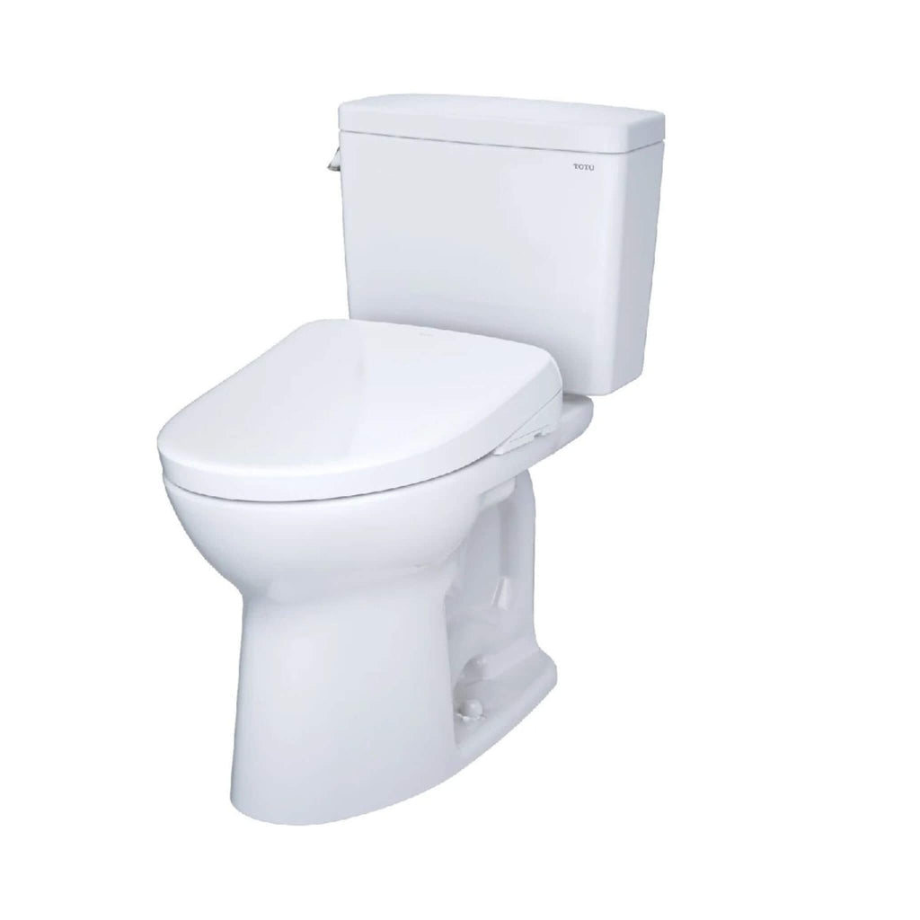 [MW7764736CEGA#01] TOTO Drake 1.28 GPF Elongated Toilet With Washlet S7A Heated Auto Open Bidet Seat (SAK85137) - Saksby Wholesale - Side Front View