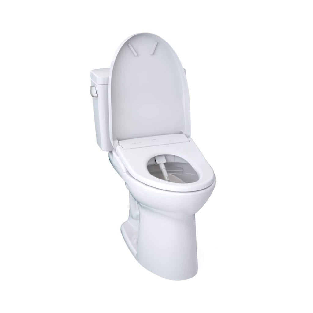 [MW7764736CSFG#01] TOTO Drake 1.6 GPF Elongated Chair Height Toilet W/ Washlet S7A Auto Bidet Seat & EWater+ Technology (SAK56915) - Saksby Wholesale - Open Lid Side View