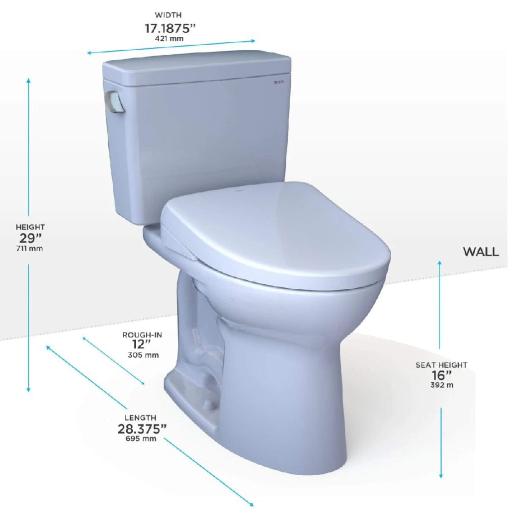 [MW7764736CSGA#01] TOTO Drake 1.6 GPF With Washlet S7A Elongated Auto Flush Bidet Seat Toilet (SAK52781) - Saksby Wholesale - Dimensions