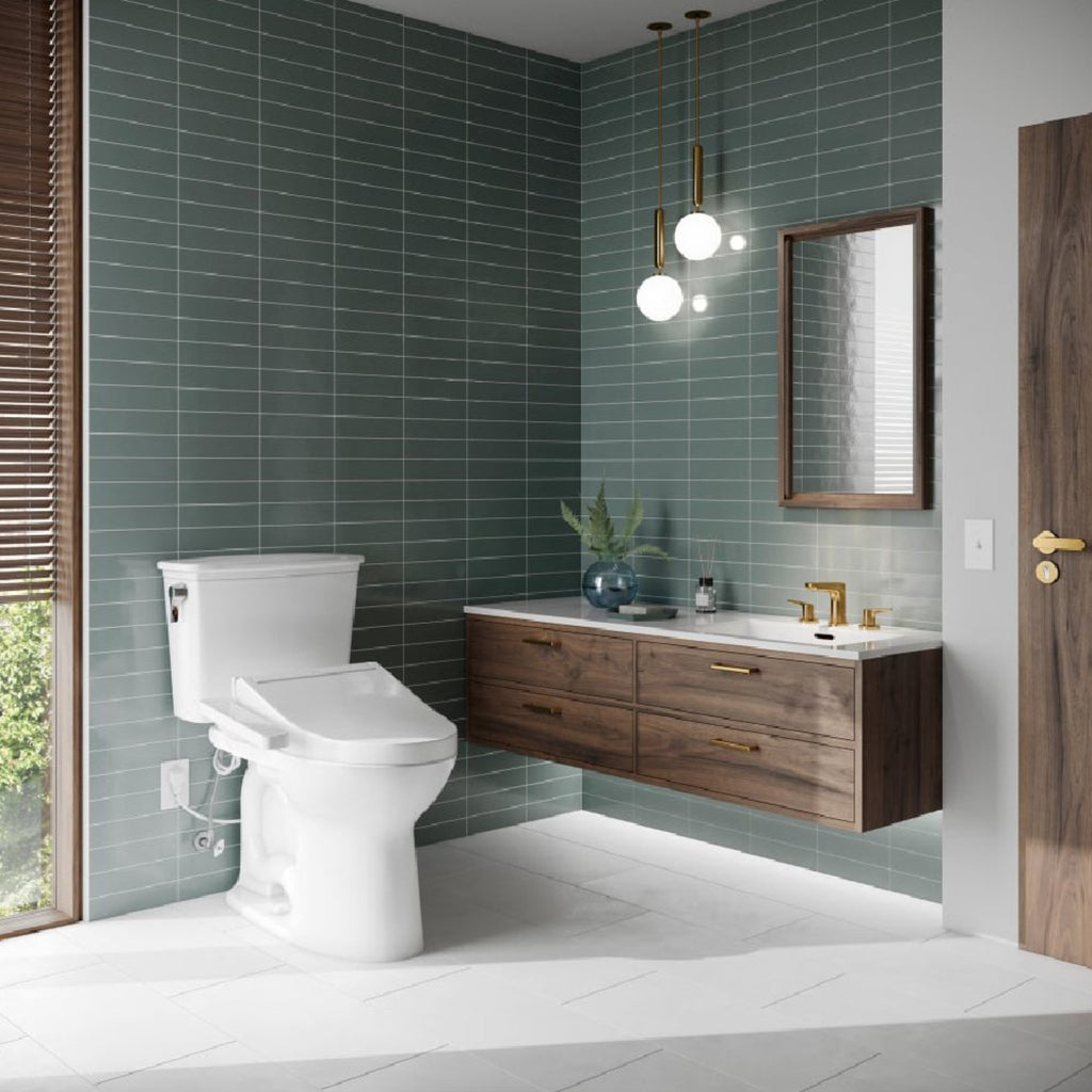 [MW7863074CEFG#01] TOTO Drake Transitional Washlet C2 And 1.28 GPF Elongated Chair Height Toilet With Left Hand Lever (SAK98346) - Saksby Wholesale - Lifestyle Image