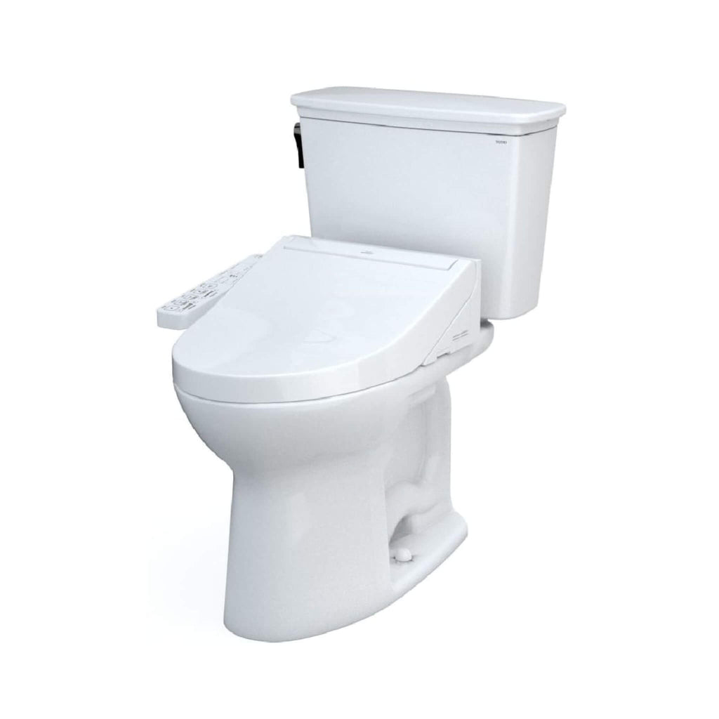 [MW7863074CEFG#01] TOTO Drake Transitional Washlet C2 And 1.28 GPF Elongated Chair Height Toilet With Left Hand Lever (SAK98346) - Saksby Wholesale - Side View