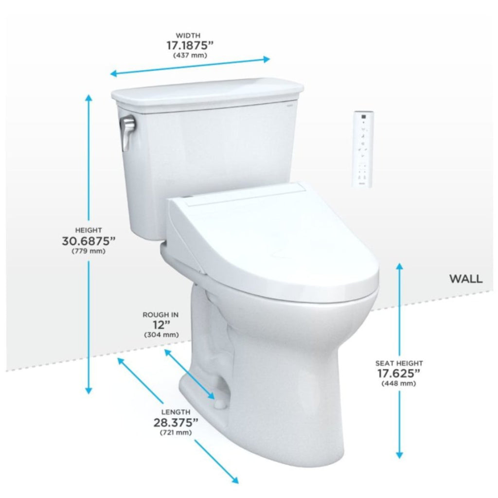 [MW7863084CEFG#01] TOTO Drake Transitional Washlet C5 Bidet Seat With 1.28 GPF Universal Height Toilet (SAK79421) - Saksby Wholesale - Dimensions