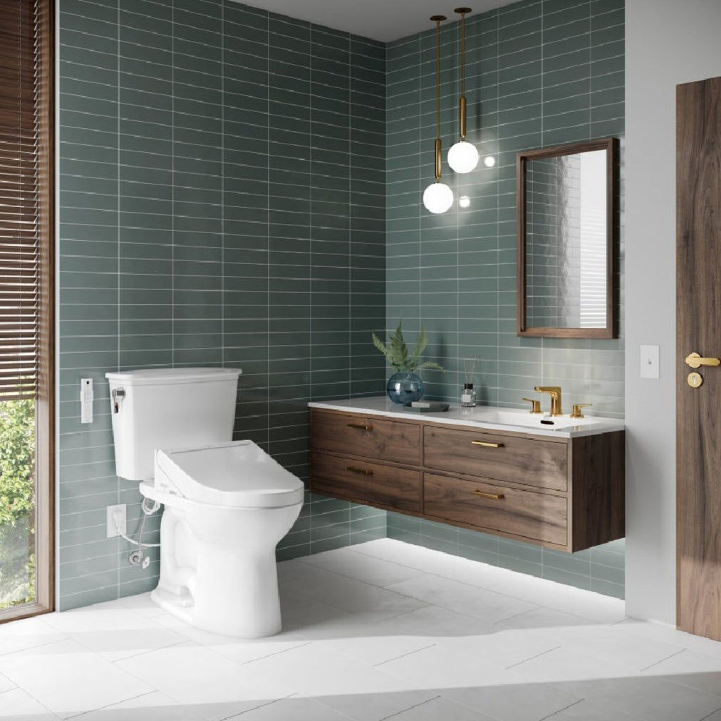 [MW7863084CEFG#01] TOTO Drake Transitional Washlet C5 Bidet Seat With 1.28 GPF Universal Height Toilet (SAK79421) - Saksby Wholesale - Lifestyle Image