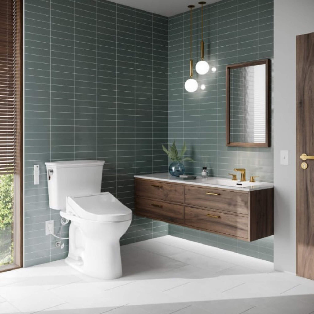 [MW7863084CEFG.10#01] TOTO Drake Washlet C5 With 1.28 GPF Elongated Bidet Toilet With Left Hand Lever (SAK78219) - Saksby Wholesale - Bathroom Lifestyle Image