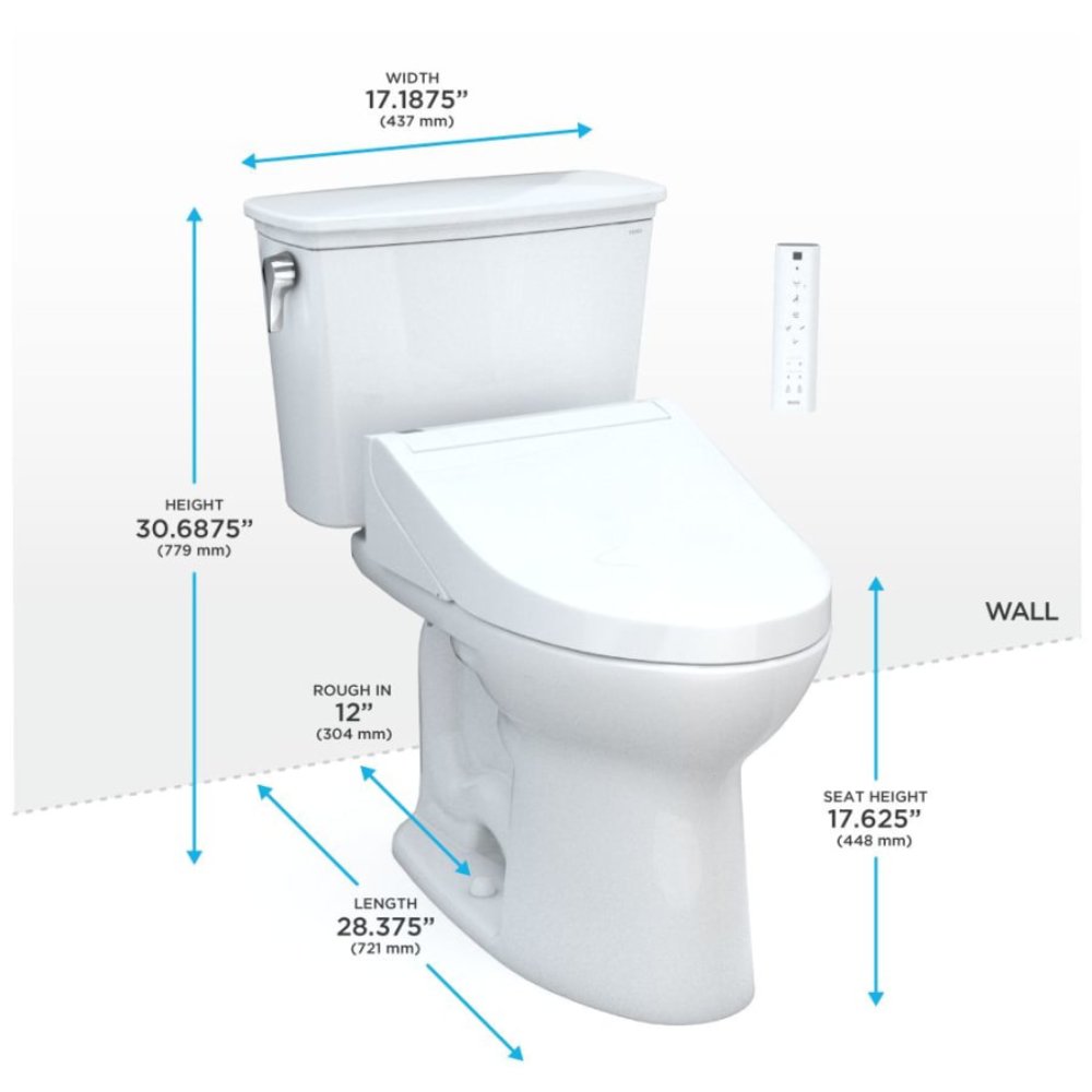 [MW7863084CEG#01] TOTO Drake C5 Bidet Seat With 1.28 GPF Elongated Toilet Left Hand Lever (SAK93542)