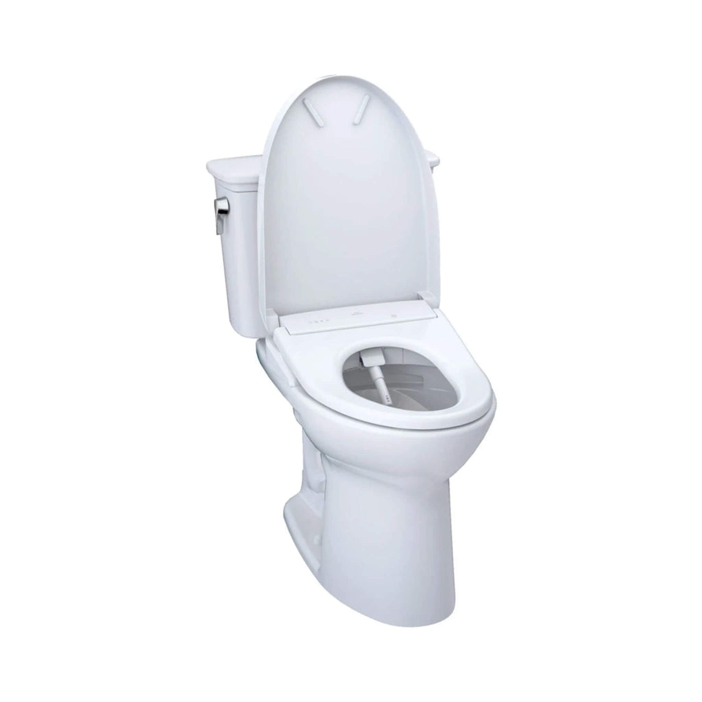 [MW7864726CEFG#01] TOTO Drake 1.28 GPF Elongated Chair Height Toilet Seat With Transitional Washlet S7 (SAK18215) - Saksby Wholesale - Open Bidet Front View