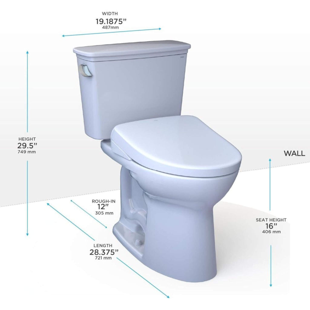 [MW7864726CEG#01] TOTO Drake 1.28 GPF Tornado Flush Washlet Toilet With S7 Bidet Seat (SAK27632) - Saksby Wholesale - Dimensions