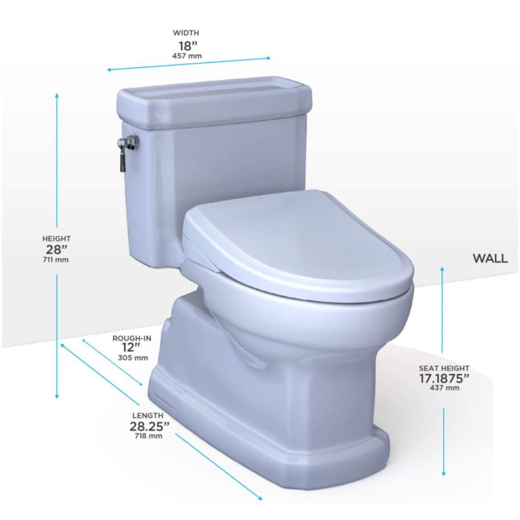 [MW9744734CEFGA#01] TOTO Guinevere 1.28 GPF Elongated Chair Height Toilet With Washlet+ S7A Tornado Auto Flush (SAK41037) - Saksby Wholesale - Dimensions