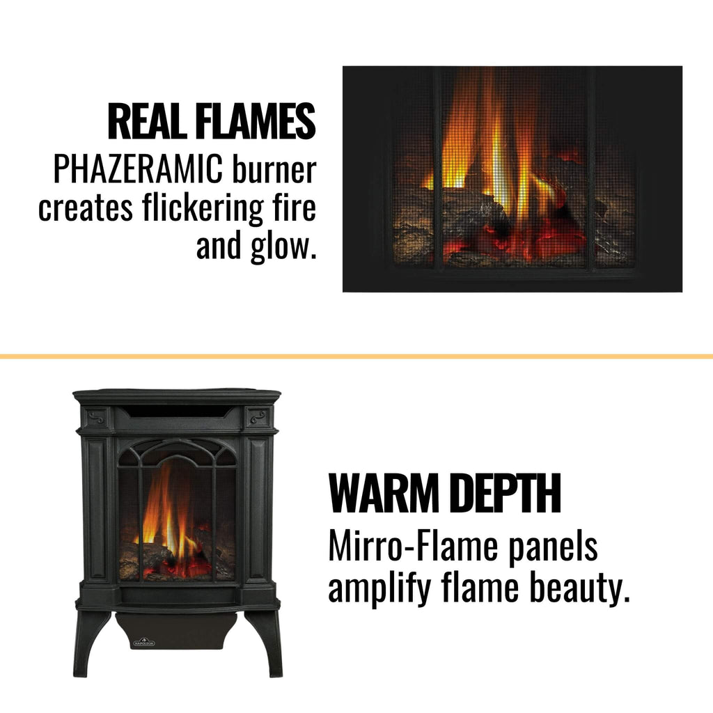 Napoleon Arlington 20 Cast Iron Millivolt Ignition Majolica Brown Natural Gas Stove, 19" [GDS20NNSB] (SAK43798) SAKSBY - Features View