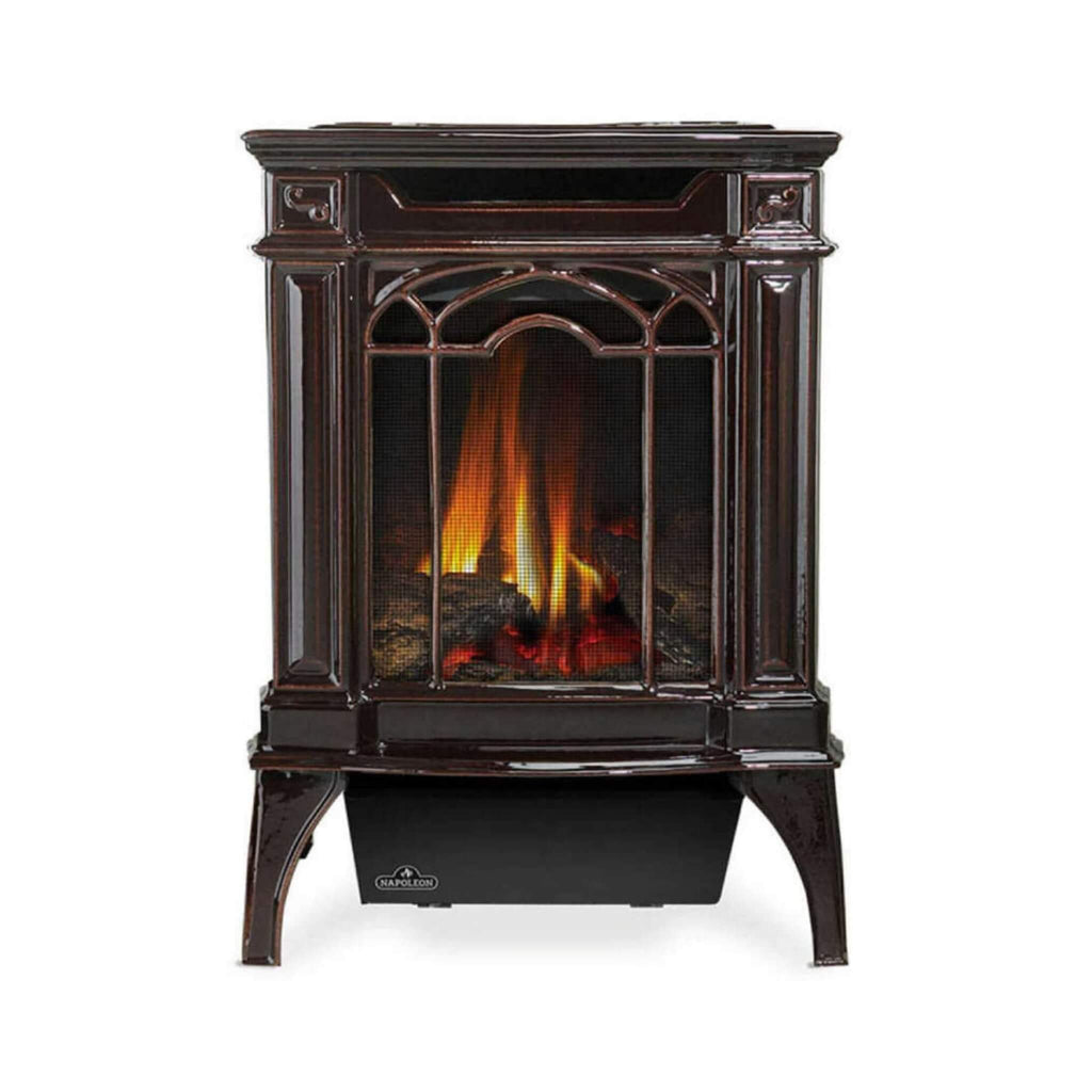 Napoleon Arlington 20 Cast Iron Millivolt Ignition Majolica Brown Natural Gas Stove, 19" [GDS20NNSB] (SAK43798) - Saksby Wholesale - Front View