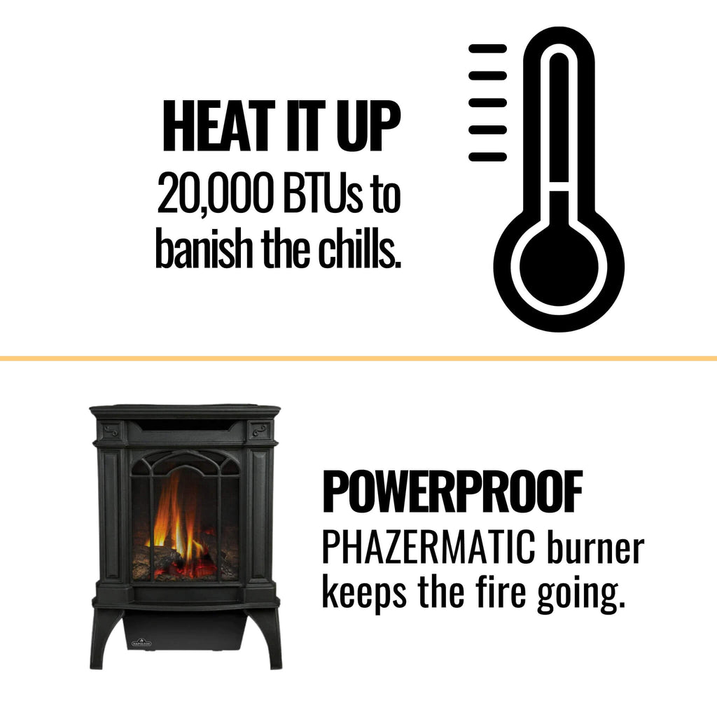 Napoleon Arlington 20 Cast Iron Millivolt Ignition Natural Gas Stove, 19" [GDS20NSB] SAKSBY - Features View