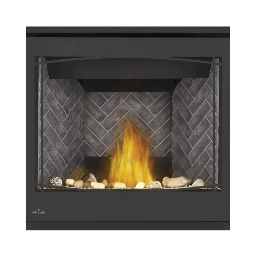Napoleon Ascent 36 Direct Vent Electronic Ignition Natural Gas Fireplace, 35" [BX36NTRE] (SAK75982) - Saksby Wholesale - Flames and Gray Surround View