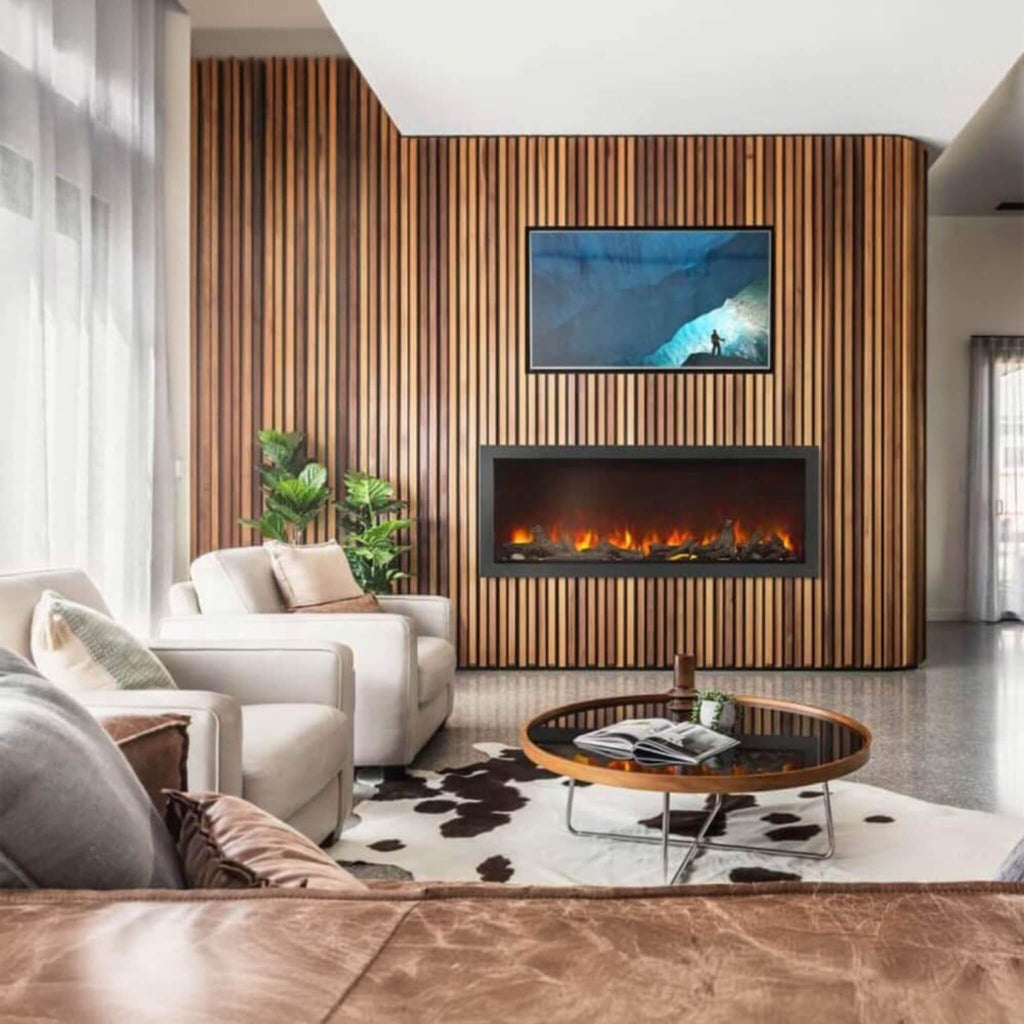 NAPOLEON ASTOUND Built-In Electric Fireplace With Premium Remote & Mobile App [NEFB50/62/74/96AB] (SAK34921) - Lifestyle Image in Living Room