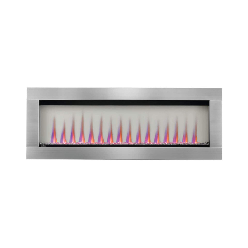 Napoleon Clearion Elite See-Through True Zone Heating Built-In Electric Fireplace [NEFBD50/60HE] (SAK47105) - Saksby Wholesale - Front View With Silver Frame