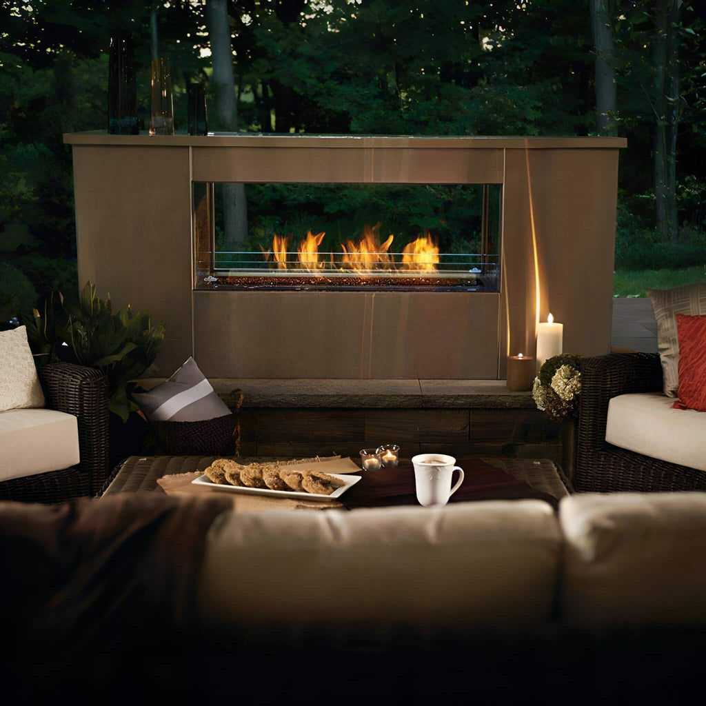 Napoleon Galaxy 48 Outdoor Linear See-Thru Electronic Start Natural Gas Fireplace, 50" [GSS48STE] (SAK67432) - Saksby Wholesale - Lifestyle Image In The Patio Area