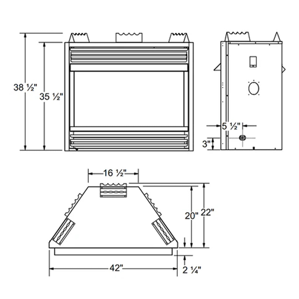 NAPOLEON GRANDVILLE Vent-Free Natural Gas Fireplace [GVF42-1N] (SAK60419) - Dimension View