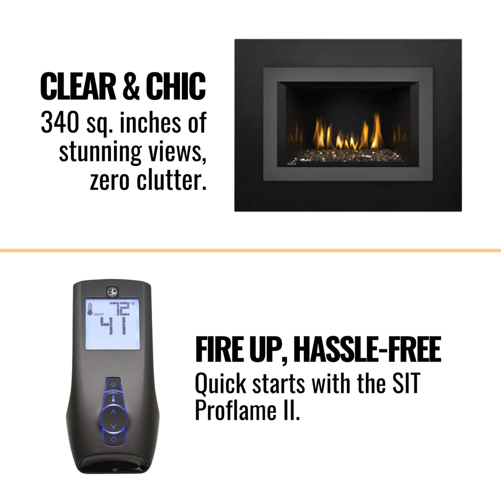 Napoleon Oakville 3 Glass Direct Vent Electronic Ignition Natural Gas Fireplace Insert, 28" [GDIG3N] SAKSBY - Features View