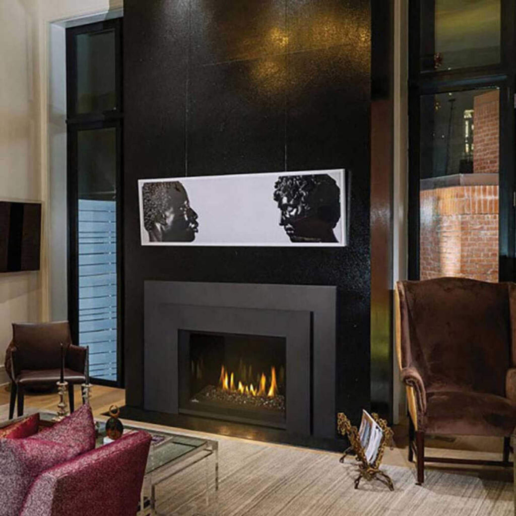 Napoleon Oakville 3 Glass Direct Vent Electronic Ignition Natural Gas Fireplace Insert, 28" [GDIG3N] (SAK29675) - Saksby Wholesale - Lifestyle Image In The Living Room View