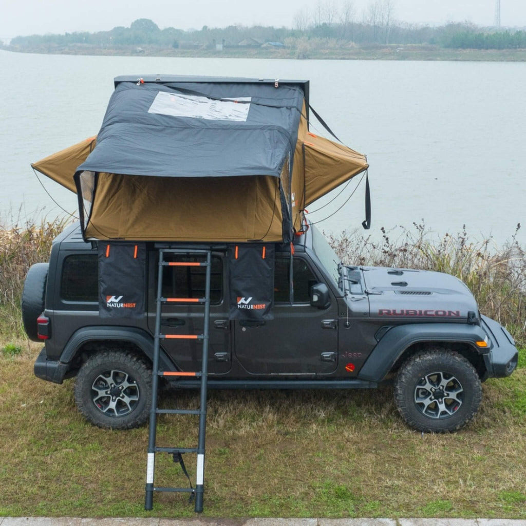 Naturnest Sirius 2 Premium 2XL 3-Person Clamshell Rooftop Tent (SAK91382) - Saksby Wholesale - Back View On Jeep