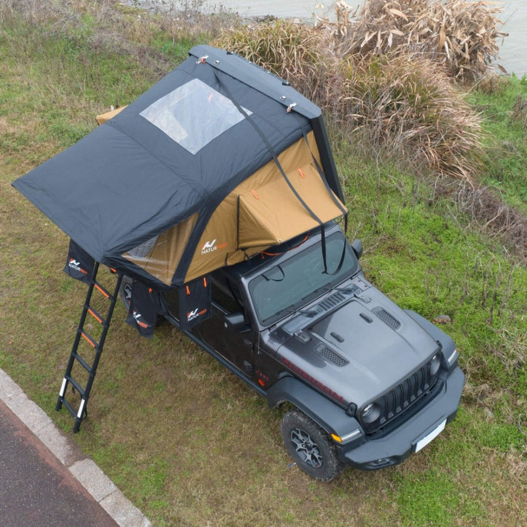 Naturnest Sirius 2 Premium 2XL 3-Person Clamshell Rooftop Tent (SAK91382) - Saksby Wholesale - Top View On Jeep