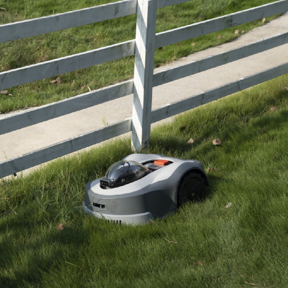 NOVABOT N2000 Premium Boundary Free Robot Lawn Mower For Large Lawns, 1.5 Acres - SAKSBY.com - Cutting Grass - Front View