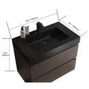 Nuvia 30-Inch Wall-Mounted Bathroom Vanity With Black Sink And Drawers (SAK76251) - Saksby Wholesale - Dimensions
