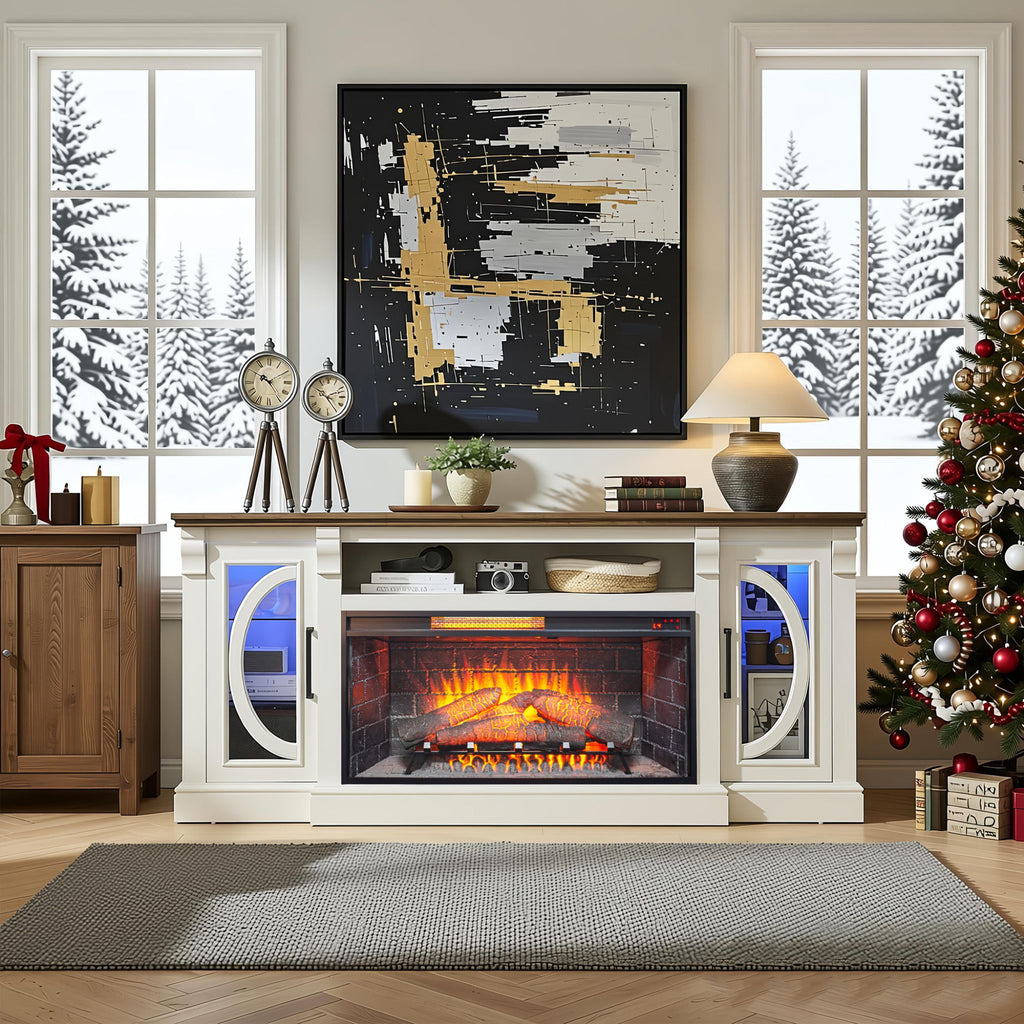 Nuvia 36-Inch Electric Antique Black Infrared Fireplace Insert Trim Kit With Touch Panel (SAK84610) - Saksby Wholesale - Actual Setup