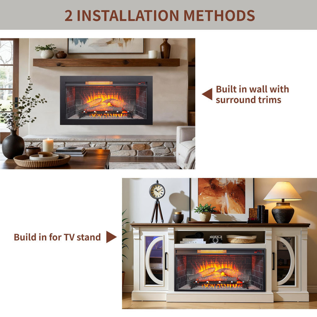 Nuvia 36-Inch Electric Antique Black Infrared Fireplace Insert Trim Kit With Touch Panel (SAK84610) - Saksby Wholesale - Installation Methods