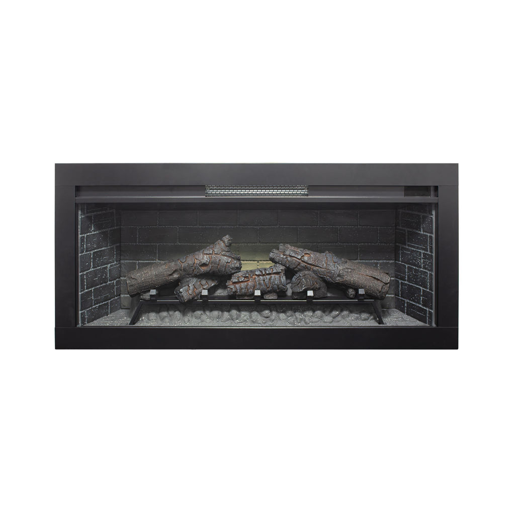 Nuvia 36-Inch Electric Antique Black Infrared Fireplace Insert Trim Kit With Touch Panel (SAK84610) - Saksby Wholesale - Turned Off View