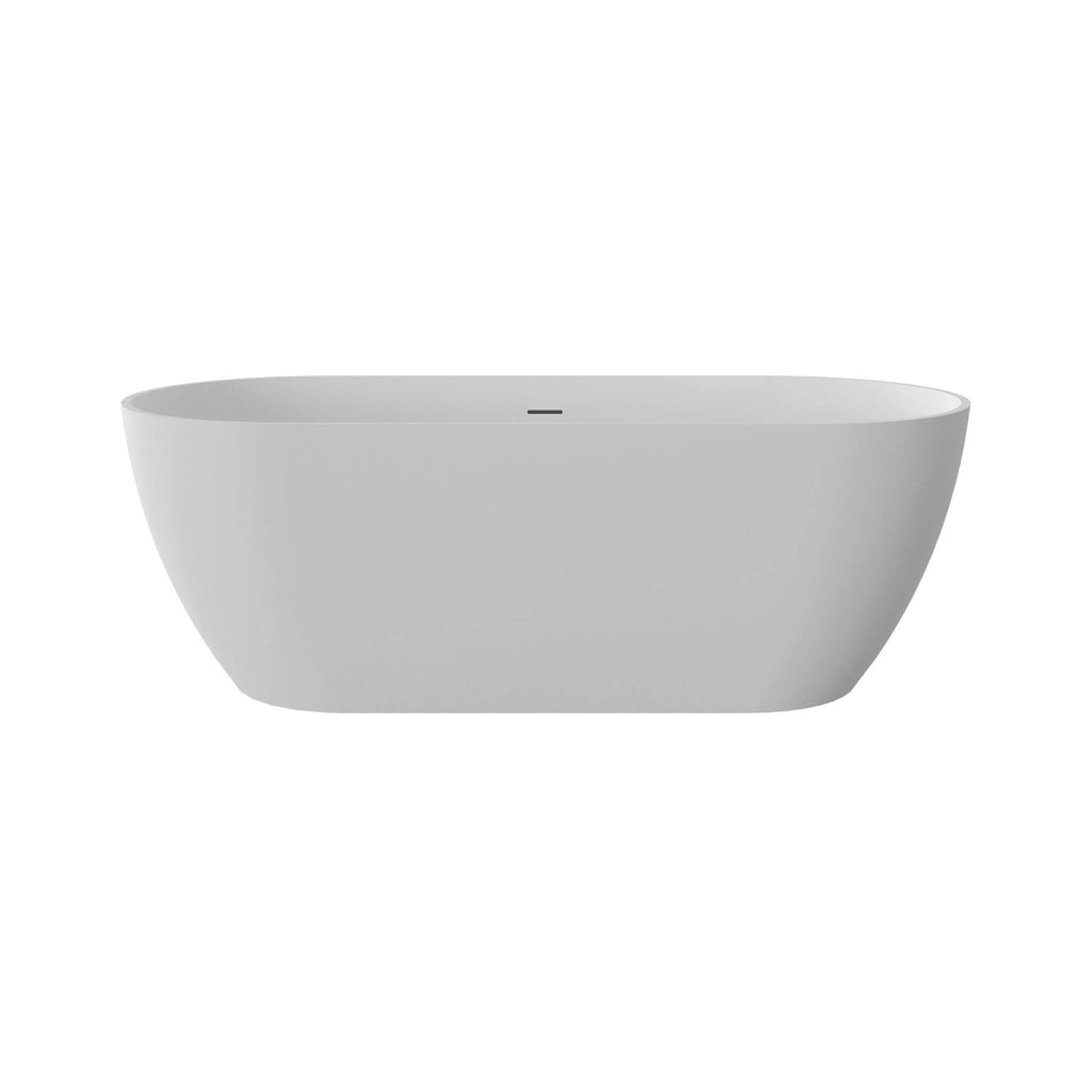 Nuvia 59-Inch Luxury Solid Surface Matte White Freestanding Soaking Tub (SAK95320) - Saksby Wholesale - Front View
