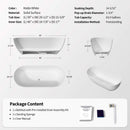 Nuvia 59-Inch Luxury Solid Surface Matte White Freestanding Soaking Tub (SAK95320) - Saksby Wholesale - Product Details