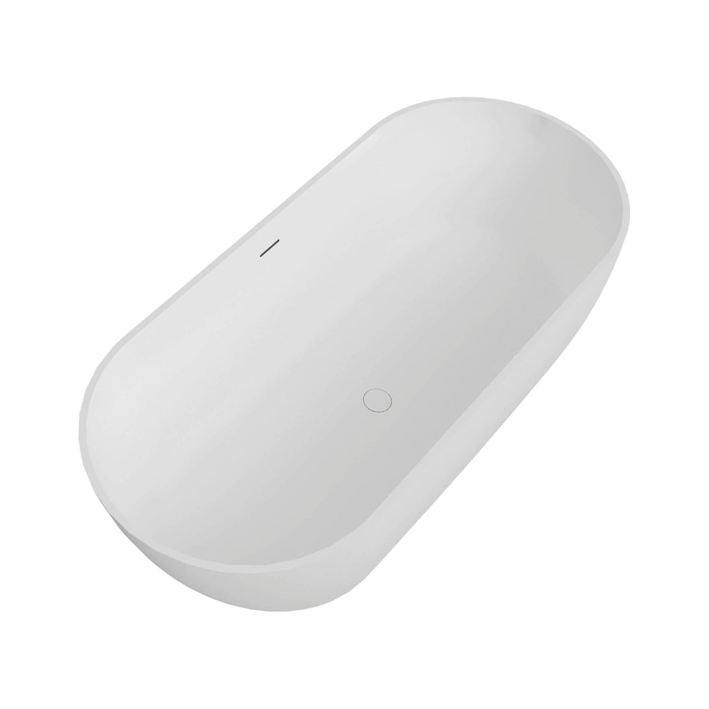 Nuvia 59-Inch Luxury Solid Surface Matte White Freestanding Soaking Tub (SAK95320) - Saksby Wholesale - Top Side View