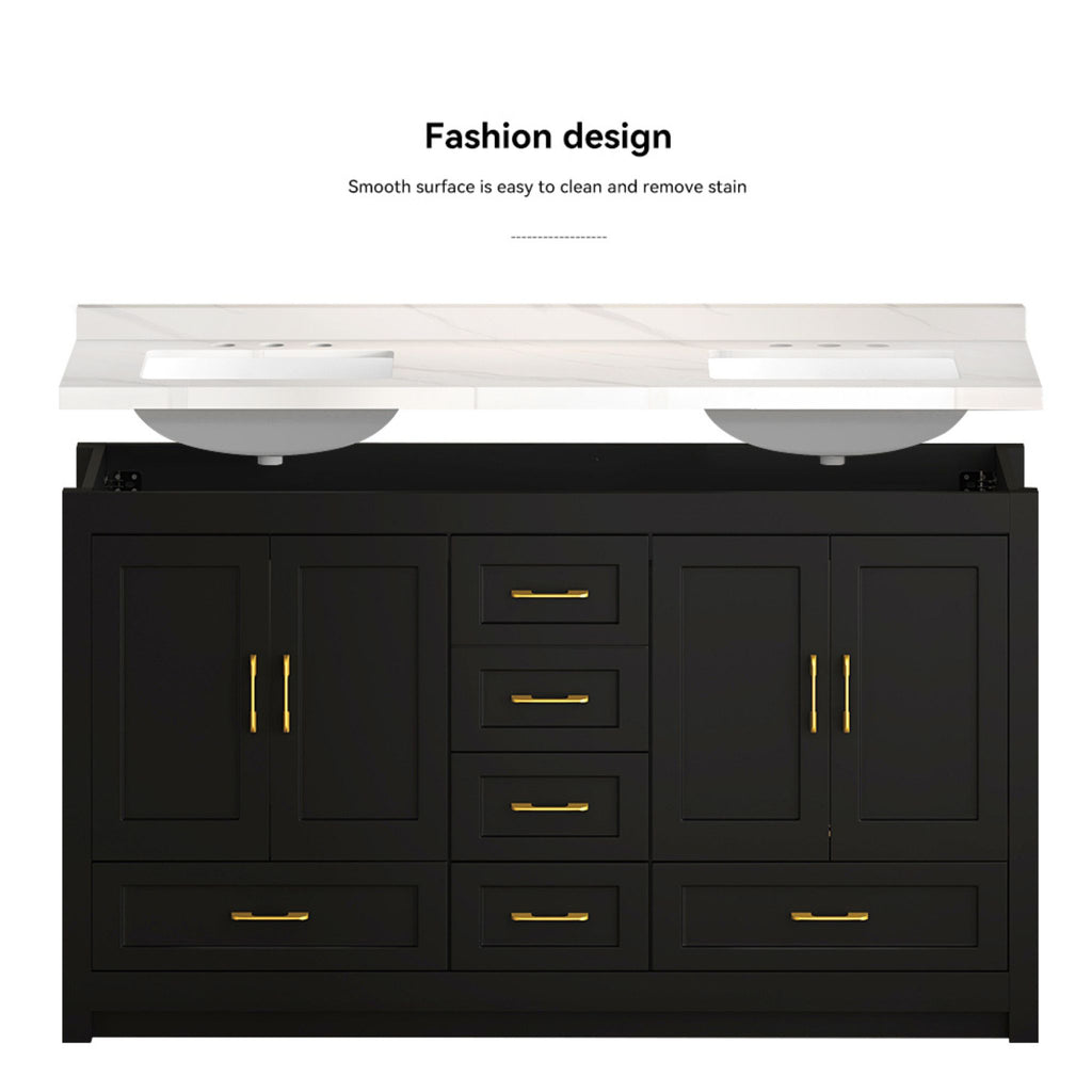 Nuvia 60-Inch Black Bathroom Vanity With Soft Close Doors And Drawers Storage (SAK86210) - Saksby Wholesale - Design Details