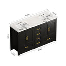 Nuvia 60-Inch Black Bathroom Vanity With Soft Close Doors And Drawers Storage (SAK86210) - Saksby Wholesale - Dimensions