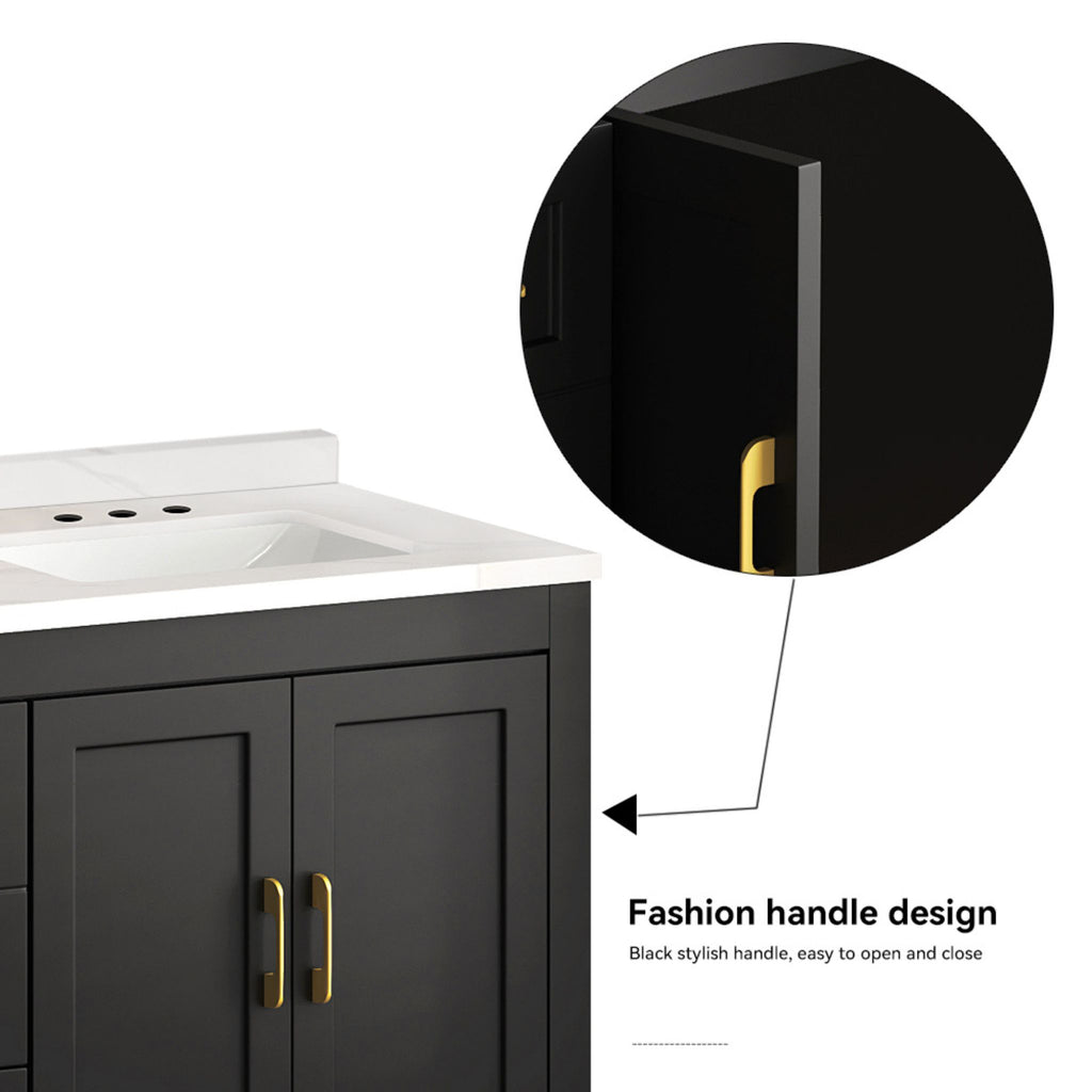 Nuvia 60-Inch Black Bathroom Vanity With Soft Close Doors And Drawers Storage (SAK86210) - Saksby Wholesale - Handle Design