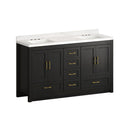 Nuvia 60-Inch Black Bathroom Vanity With Soft Close Doors And Drawers Storage (SAK86210) - Saksby Wholesale - Side Front VIew