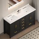 Nuvia 60-Inch Black Bathroom Vanity With Soft Close Doors And Drawers Storage (SAK86210) - Saksby Wholesale - Top View Lifestyle