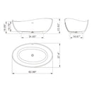 Nuvia 63-Inch Modern Freestanding Single-Piece Matte Black Finish Stone Resin Bathtub (SAK69041) - Saksby Wholesale - Dimensions