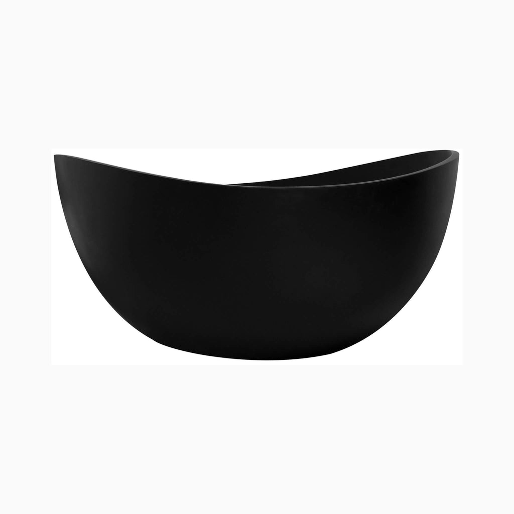 Nuvia 63-Inch Modern Freestanding Single-Piece Matte Black Finish Stone Resin Bathtub (SAK69041) - Saksby Wholesale - Front Side VIew