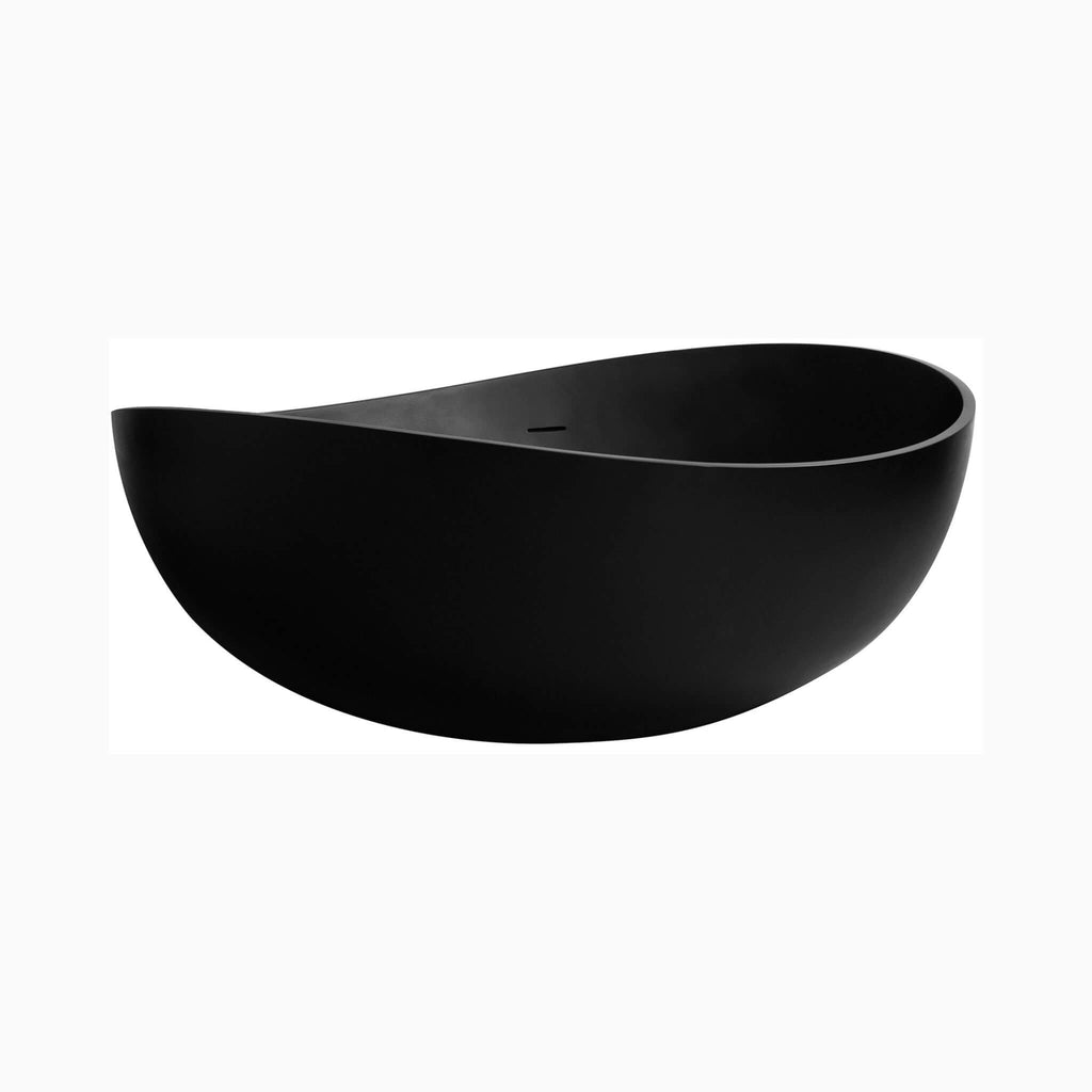 Nuvia 63-Inch Modern Freestanding Single-Piece Matte Black Finish Stone Resin Bathtub (SAK69041) - Saksby Wholesale - Front View